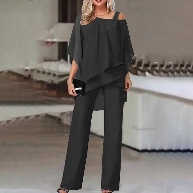 Amara™ - Elegant Chiffon Wide-Leg Pants Two-piece Set