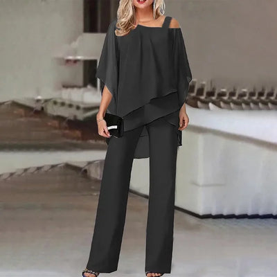 Amara™ - Elegant Chiffon Wide-Leg Pants Two-piece Set