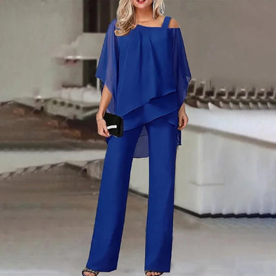 Amara™ - Elegant Chiffon Wide-Leg Pants Two-piece Set