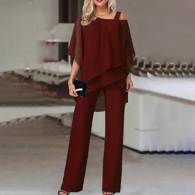 Amara™ - Elegant Chiffon Wide-Leg Pants Two-piece Set