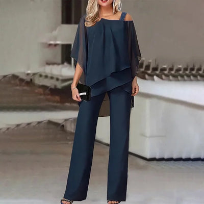 Amara™ - Elegant Chiffon Wide-Leg Pants Two-piece Set