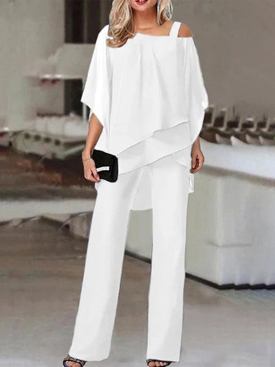 Amara™ - Elegant Chiffon Wide-Leg Pants Two-piece Set