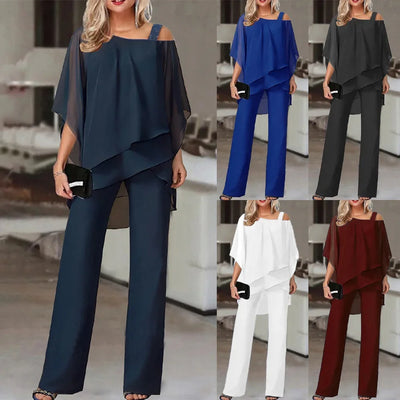 Amara™ - Elegant Chiffon Wide-Leg Pants Two-piece Set